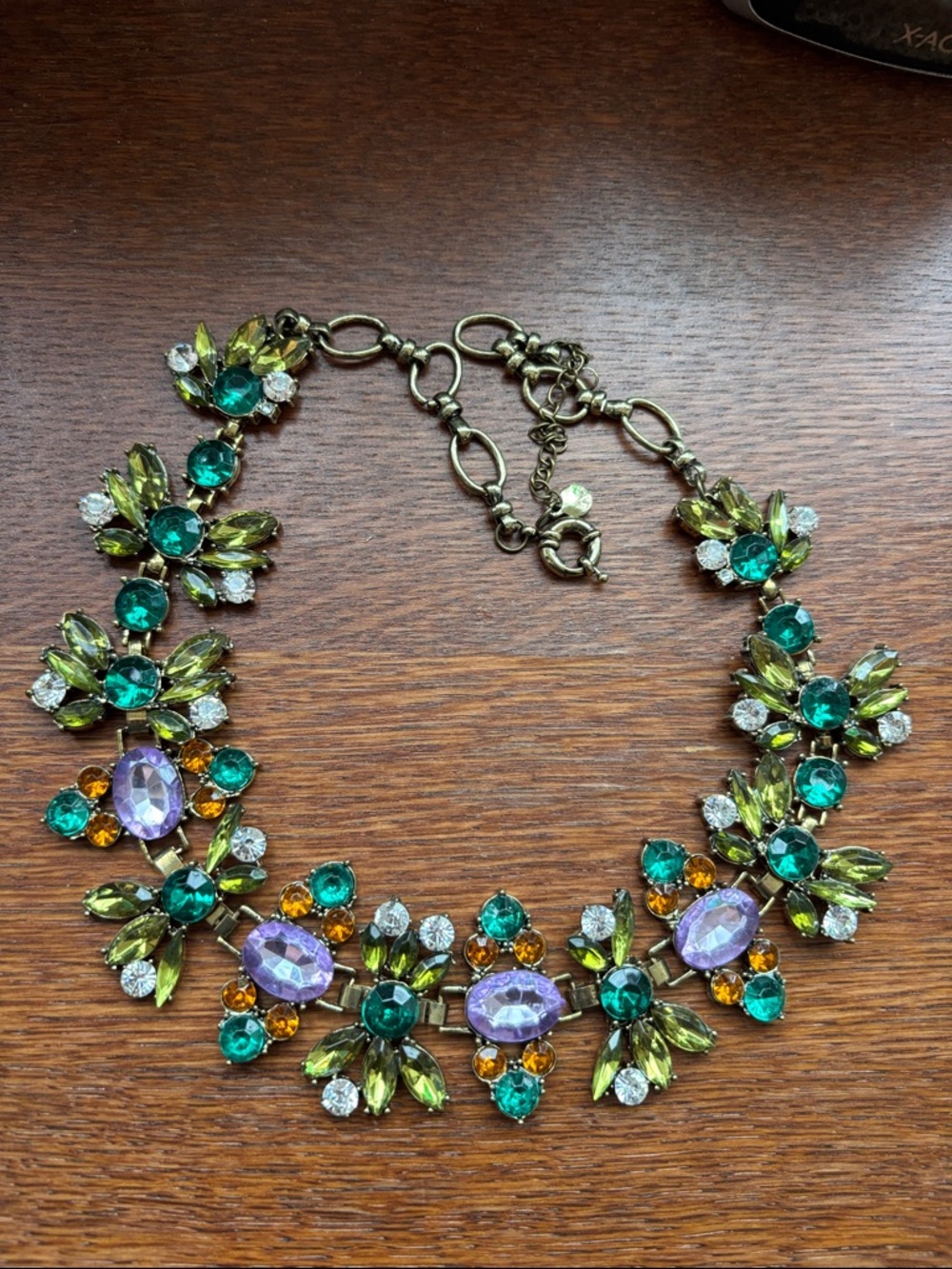 Green and Purple Crystal Statement Necklace